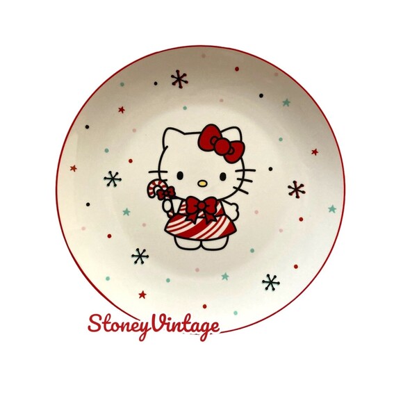 HELLO KITTY Christmas 2023 Set of 4 Candy Cane Dress Dinner Plates - Picture 4 of 6